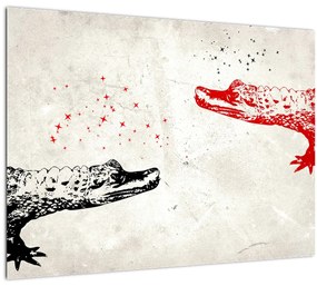 Tablou pe sticlă - Crocodili (70x50 cm)