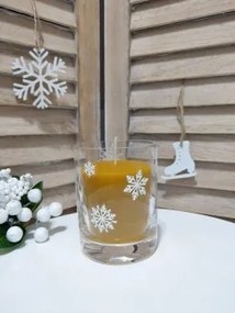 Lumanare din ceara pahar "Fulgi albi"