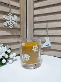 Lumanare din ceara pahar "Fulgi albi"