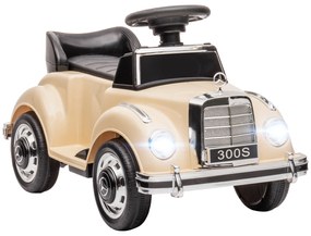 HOMCOM Masina Electrica pentru Copii, Auto pentru Copii Mercedes-Benz 6V cu Muzica, Varsta 18-48 Luni, Bej | Aosom Romania