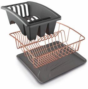 Suport pentru scurs vase Metaltex cu tavă, arămiu
