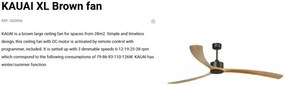 Ventilator de tavan cu telecomanda KAUAI XL Brown