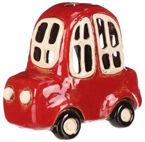 Suport lumânare Car roșu, ceramică, 16 x 9 x 14 cm