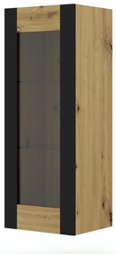 Vitrină de perete Montana (Stejar artisan + negru mat). 1085841