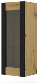 Vitrină de perete Montana (Stejar artisan + negru mat). 1085841