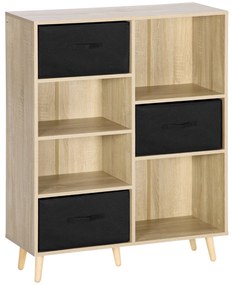 HOMCOM Bibliotecă cu 7 Compartimente, Dulap Multifuncțional cu Sertare Detașabile, 90x30x102.5 cm, Lemn | Aosom Romania