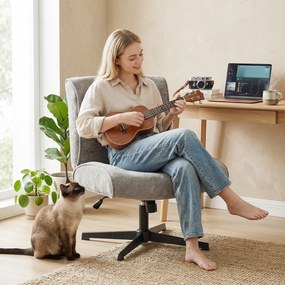 HOMCOM Scaun accent rotativ, fotoliu lounge tapițat cu catifea, reglabil pe înălțime pentru living, birou, gri | Aosom Romania