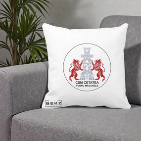 Perna Personalizata CSM Cetatea Turnu Magurele Fotbal, 40x40 cm, Alba Mata, Husa Detasabila, Perna Inclusa, BEKZ®