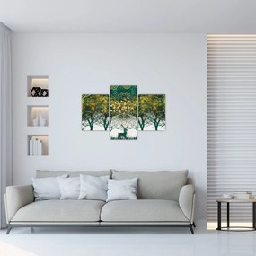 Tablou - Căprioare în pădurea verde (90x60 cm)