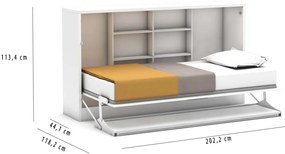Pat rabatabil orizontal single cu birou life desk (90x190)