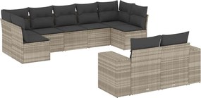 vidaXL Set canapele de grădină cu perne, 9 piese gri deschis poliratan
