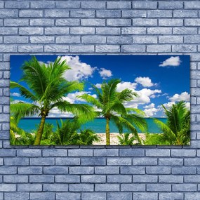 Tablou pe sticla Marea Palm Copaci Peisaj Verde Albastru