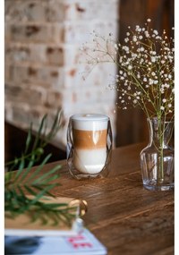 Set 2 pahare de latte cu perete dublu Vialli Design Geo, 350 ml