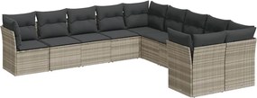 vidaXL Set canapele de grădină cu perne 10 piese gri deschis poliratan