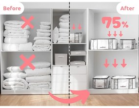 Cutie de depozitare pentru haine din material textil cu vacuum/cu pereți întăriți 65x50x26,5 cm Life – Compactor