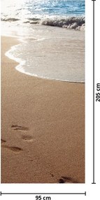 Fototapet pentru ușă - Urme în nisip si marea (95x205cm)