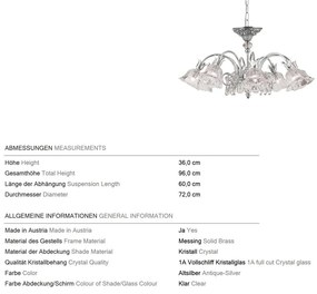 Candelabru cristal design lux LA BOHEME D-72cm 8L antique silver