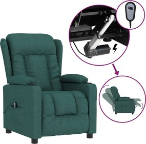 vidaXL Fotoliu rabatabil electric, verde închis, material textil