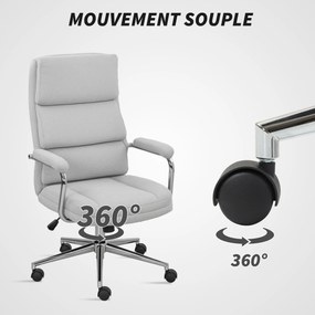 HOMCOM Scaun de birou, scaun de birou ergonomic cu înălțime reglabilă, funcție de meșterire, 62 x 73 x 105-113 cm, gris | Aosom Romania