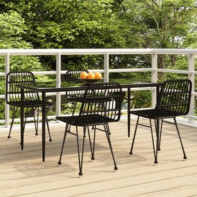 vidaXL Set mobilier de grădină, 5 piese, negru, poliratan