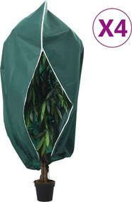 vidaXL Protecție de fleece plante cu fermoar, 4 buc, 70 g/m², 1x1,55 m