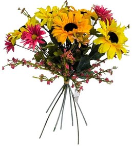Buchet de floarea soarelui, gypsophila, cu douăfețe , h. 48 cm