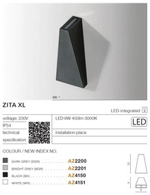 Aplica LED de perete exterior cu iluminat ambiental IP54 ZITA XL alba