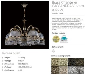 Lustra cu 5 brate Cristal Bohemia Exclusive CASSANDRA V.