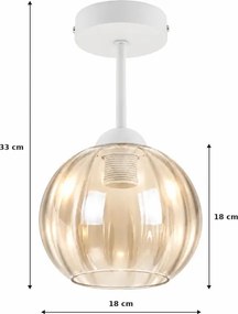 BRILAGI - Plafonieră LED aplicată R GLASS 1xE27/60W/230V Ø 18 cm alb/bej fumuriu