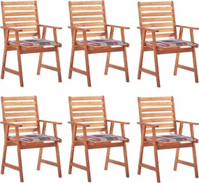 vidaXL Scaune de exterior cu perne, 6 buc., lemn masiv de acacia
