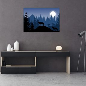 Tablou - Haita de lupi sub lună plină (90x60 cm)