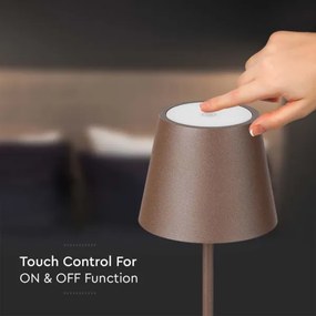 Lampă LED de podea 3în1, reglabilă, 4W, 5V, 4400mAh, 3000K, IP54, maro