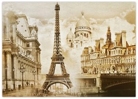 Tablou pe sticlă - Monumente din Paris (70x50 cm)