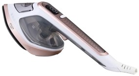 Fier de calcat cu aburi 2in1 Adler AD 5044, 1800W, 180ml, 25g/min, Placă ceramica, Afisaj LED, Calcare verticala si orizontală, Alb/Galben