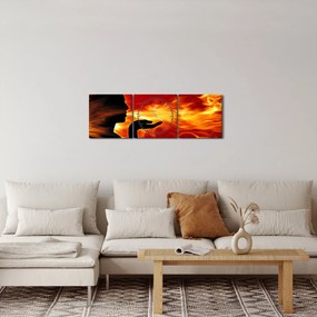 Tablou femeii în foc (cu ceas) (90x30 cm)