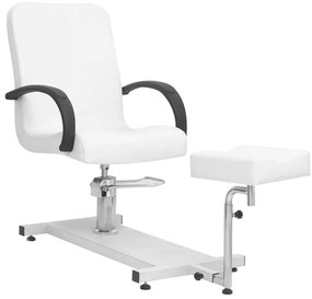 vidaXL Fotoliu de masaj cu taburet alb 127x60x98 cm piele ecologică