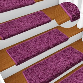 vidaXL Covorașe pentru scări, 15 buc., 65x21x4 cm, violet, cu margini dreptunghiulare
