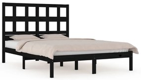 3104452 vidaXL Cadru de pat mic dublu, negru, 120x190 cm, lemn masiv de pin