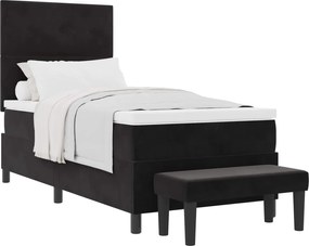vidaXL Pat cu arcuri cu saltea cu headboard Negru 90 x 190 cm Catifea