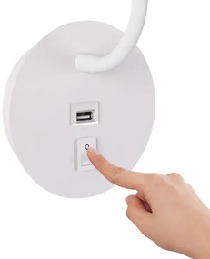 Lampă LED flexibilă de perete cu port USB Brilagi MAYA LED/3W/230V alb