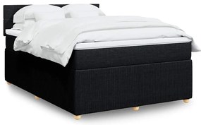 vidaXL Pat box spring cu saltea, negru, 160x200 cm, textil