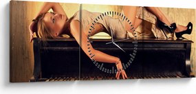 Tablou - Femeia și pian (cu ceas) (90x30 cm)