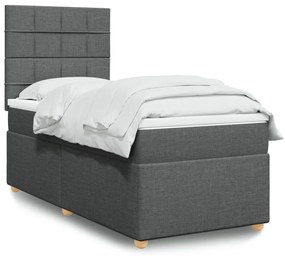 vidaXL Pat box spring cu saltea, gri închis, 80x200 cm, textil