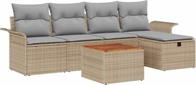 vidaXL Set de canapele pentru grădină cu pernă 6 pcs Bej Rattan poli