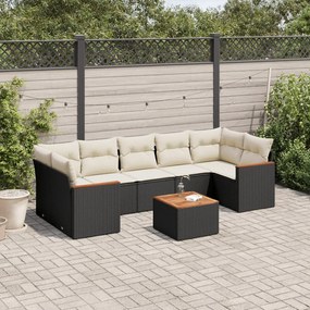 3225811 vidaXL Set mobilier de grădină cu perne, 8 piese, negru, poliratan