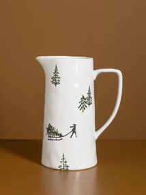 Carafă din ceramică albă cu motive de iarnă pictate manual, 24,5 × 20 × 13 cm, „Slalom"