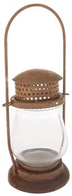 Felinar din metal cu sticlă Rustik, 11 x 34 x 11cm