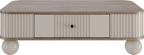 Măsuță de cafea Vesper 103x60 cm cu sertar - kasmir / nuc / mânere negre / picioare sferice