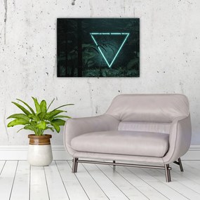 Tablou pe sticlă - Triunghi de neon în junglă (70x50 cm)