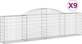 vidaXL Coșuri gabion arcuite 9 buc., 300x30x80/100 cm, fier galvanizat